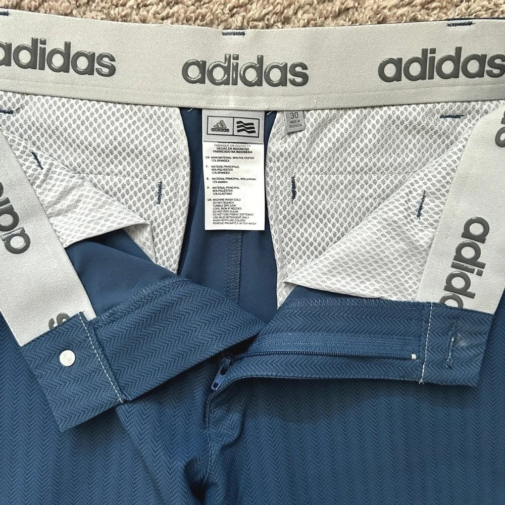 Adidas Men Golf Shorts I Blue Herringbone Stretch Performance I‎ Size 30